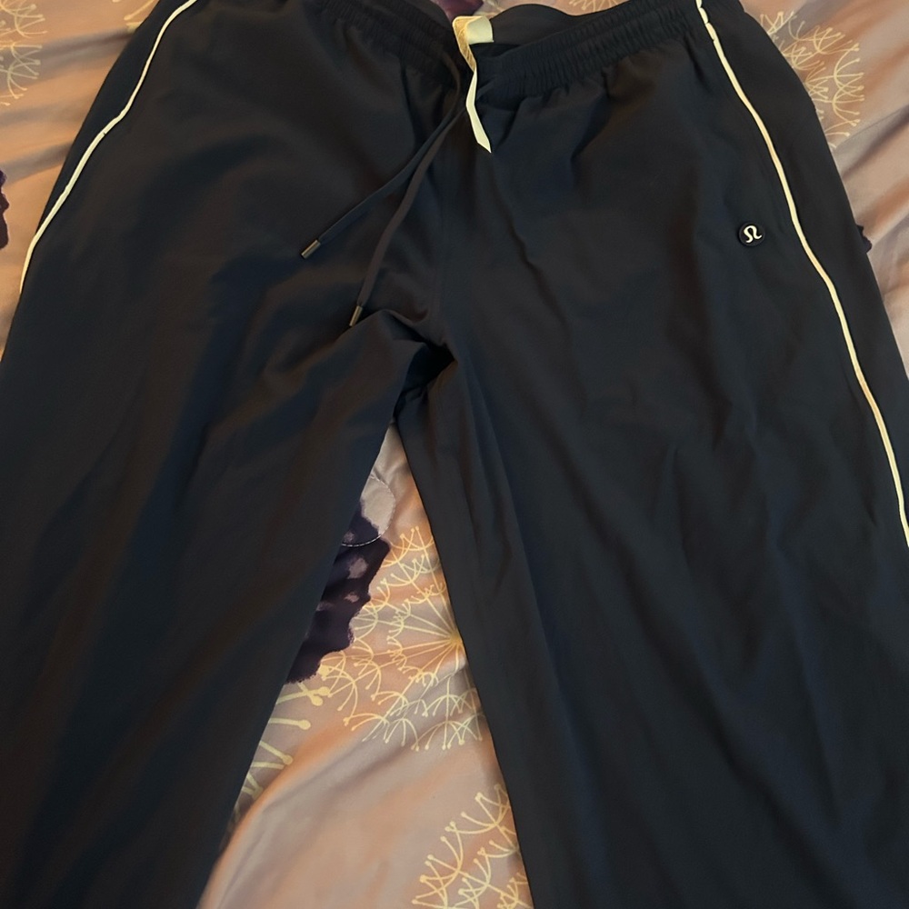 lululemon athletica Navy Blue Track Pants with White Piping